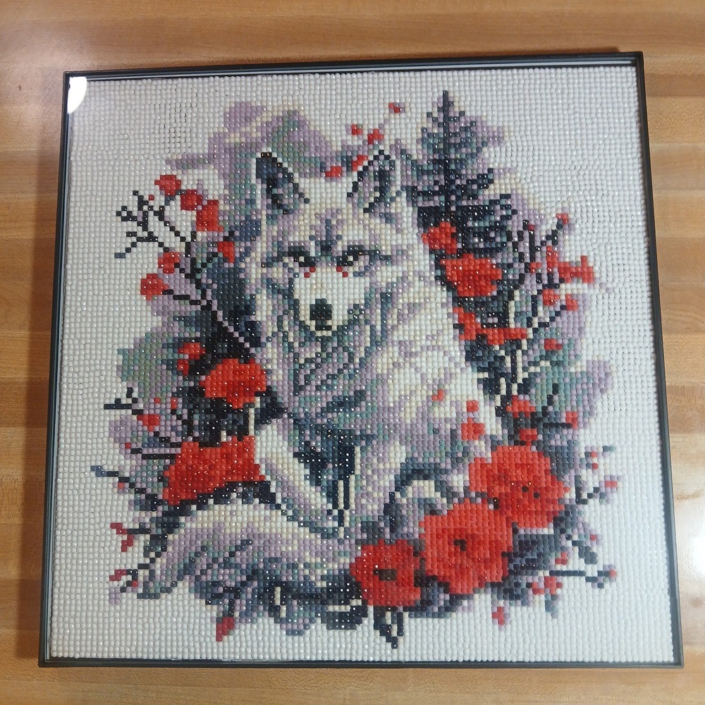 White‎ Wolf Diamond Art with New Frame